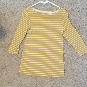Yellow Stripped 3/4 Sleeves Shirt